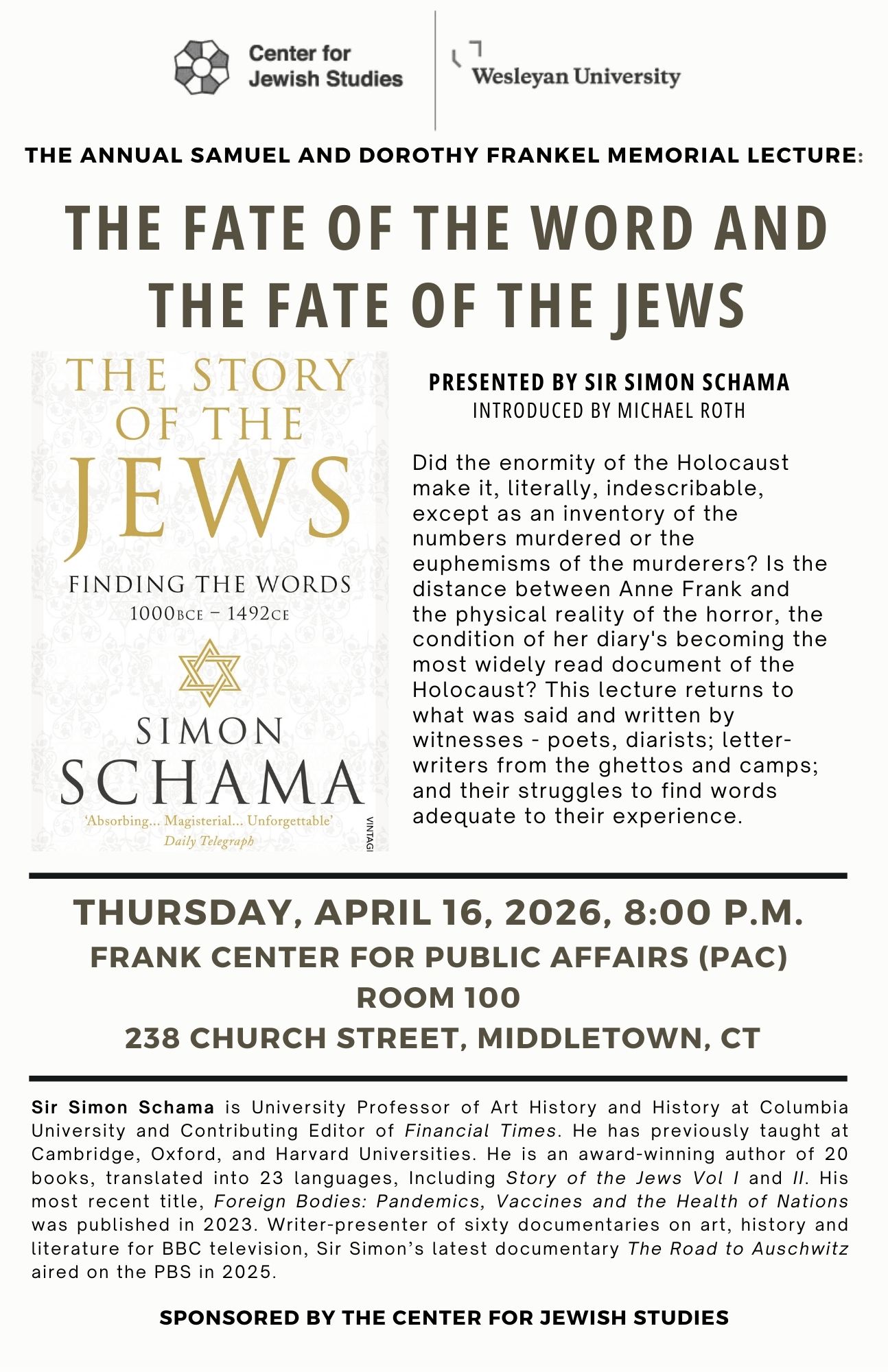 poster for Frankel lecture